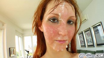 Cum For Cover Redheads drenched in cum after 5 cock deepthroat