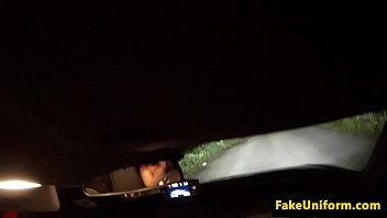 Policeman fucks inked babe ball deep over car