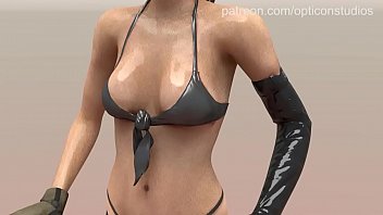 3D ANIMATED QUIET (METAL GEAR SOLID) MESMERIZING BREAST BOUNCE CLOTH DEMO